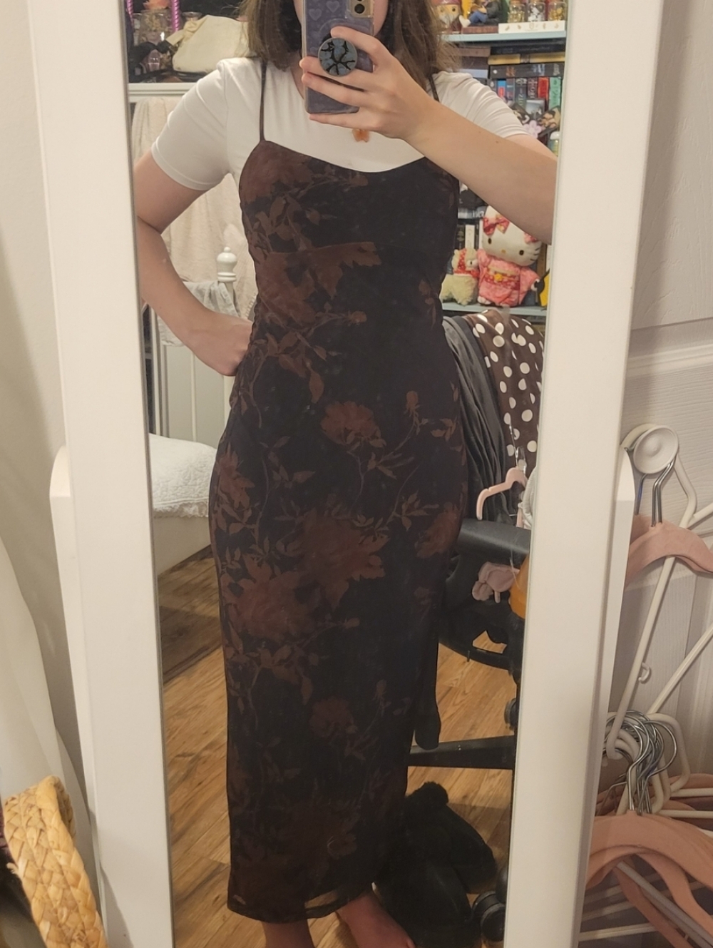 Dynamite Black Dress with Dark Orange Floral Print - Picture 5 of 7